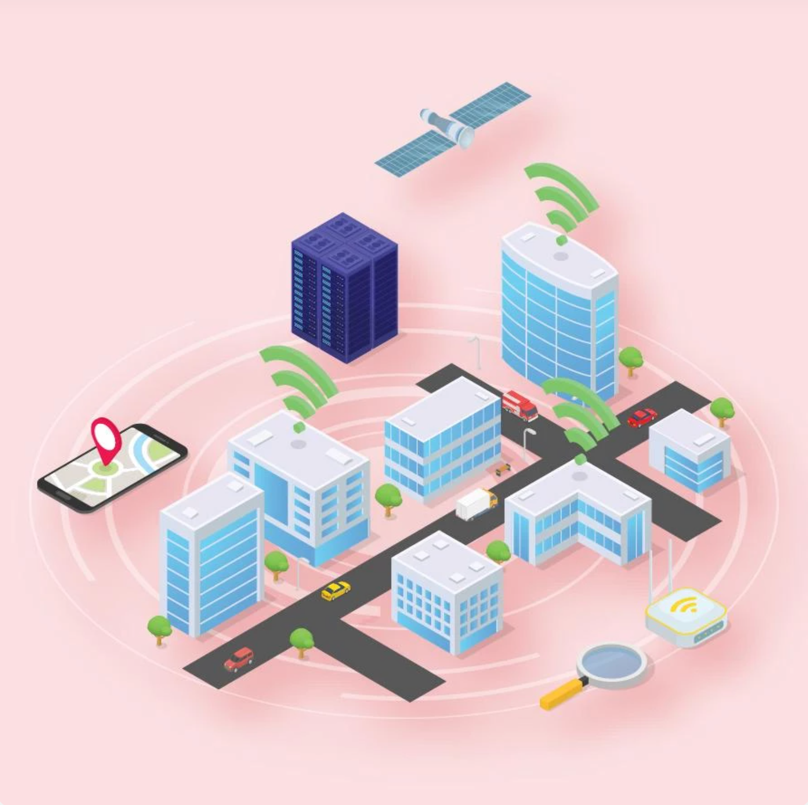 Connected smart city illustration